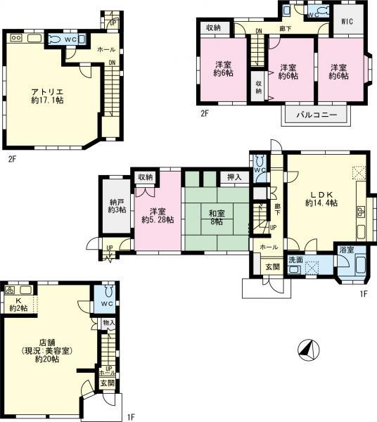 Floor plan. 75 million yen, 6LDK+S, Land area 529.83 sq m , Building area 208.59 sq m