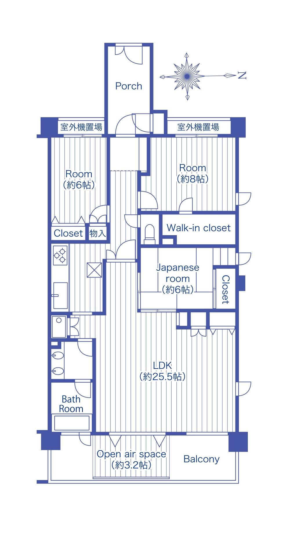 Floor plan. 3LDK, Price 34,500,000 yen, The area occupied 101.6 sq m , Balcony area 10.22 sq m floor plan