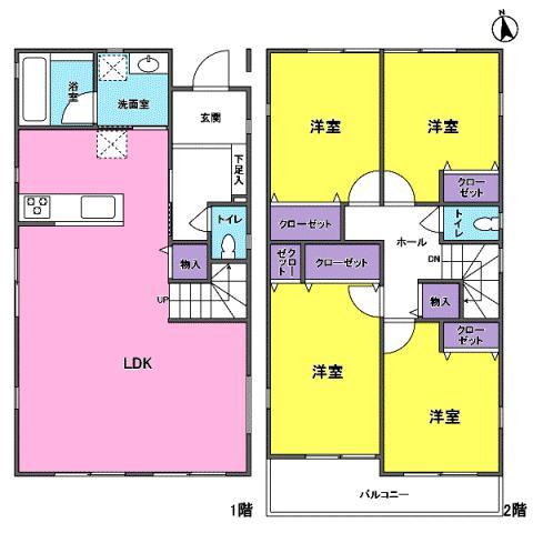 Floor plan. 43,800,000 yen, 4LDK, Land area 121.02 sq m , Building area 105.22 sq m