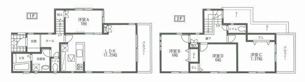 Floor plan. (B Building), Price 38,800,000 yen, 4LDK, Land area 125.15 sq m , Building area 99.55 sq m