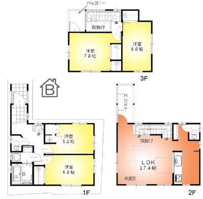 Floor plan. 32,300,000 yen, 4LDK, Land area 70.85 sq m , Building area 96.04 sq m