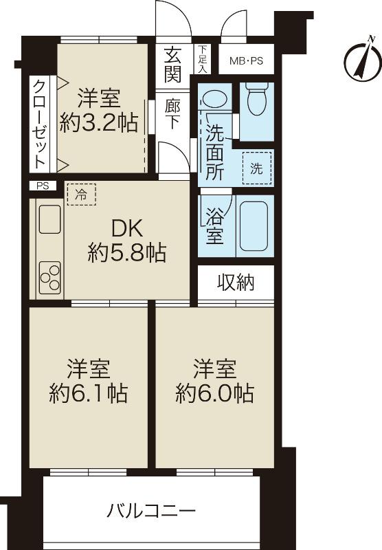 Floor plan. 3DK, Price 14.8 million yen, It is your delivery of the occupied area 49.5 sq m indoor full renovation to.