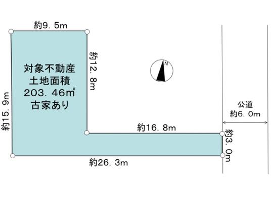 Compartment figure. Land area 203.46 sq m (61.54 square meters)