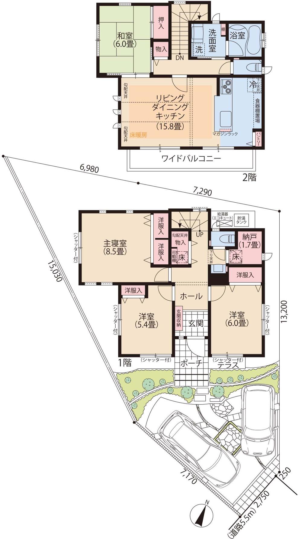 Floor plan. (plan No13-7 (Keikyu real estate)), Price 52,400,000 yen, 4LDK, Land area 144.44 sq m , Building area 110.97 sq m
