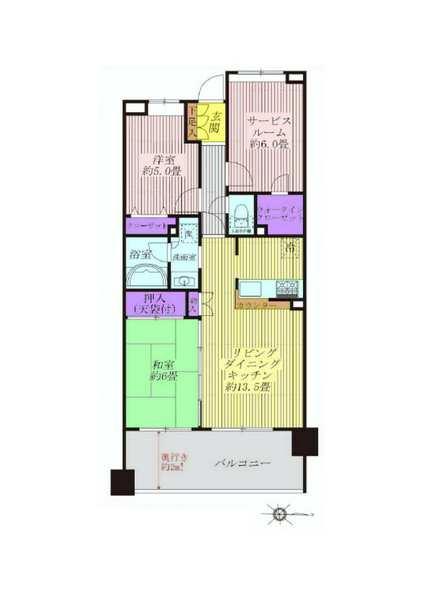 Floor plan. 2LDK+S, Price 23,900,000 yen, Occupied area 67.57 sq m , Balcony area 12 sq m