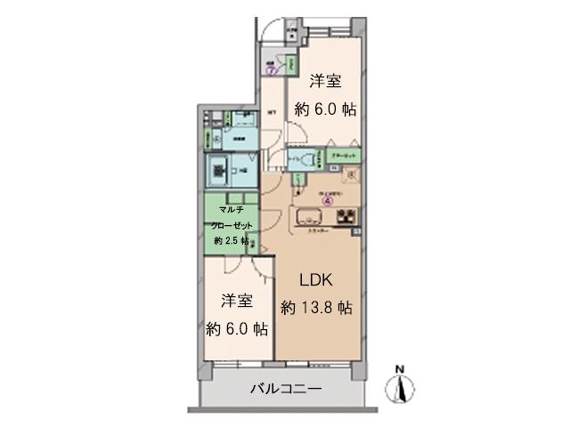 Floor plan. 2LDK + S (storeroom), Price 19,800,000 yen, Occupied area 61.02 sq m , Balcony area 8.55 sq m storage convenient multi Klose tt
