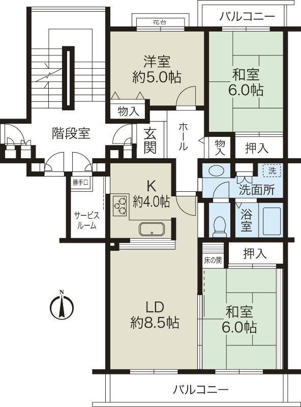 Floor plan. 3LDK, Price 17.8 million yen, Occupied area is 81 sq m popularity of two-sided balcony. There back door.