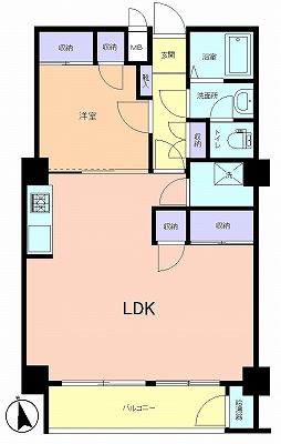 Floor plan. 1LDK, Price 13.5 million yen, Occupied area 58.56 sq m , Balcony area 5.48 sq m