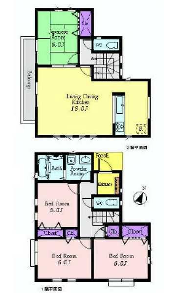 Floor plan. 39,800,000 yen, 4LDK, Land area 108.55 sq m , Building area 95.04 sq m