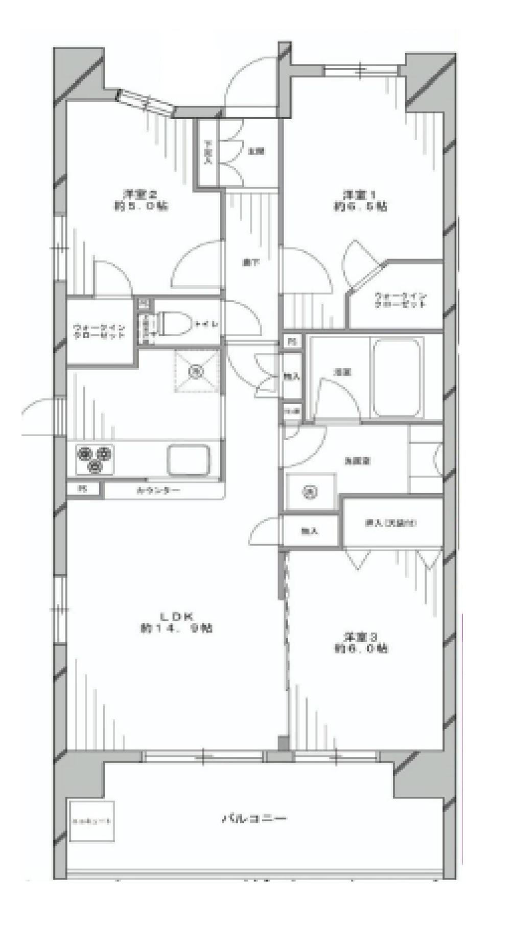 Floor plan. 3LDK + 2S (storeroom), Price 31,800,000 yen, Occupied area 72.11 sq m , Balcony area 12.5 sq m