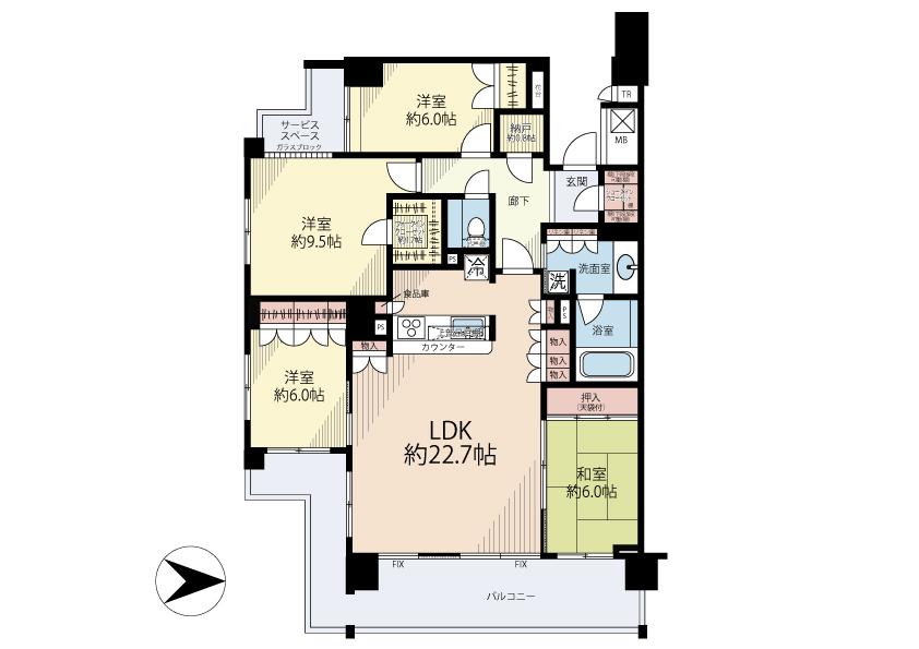 Floor plan. 4LDK+S, Price 43,800,000 yen, Footprint 116.79 sq m , Balcony area 23.32 sq m