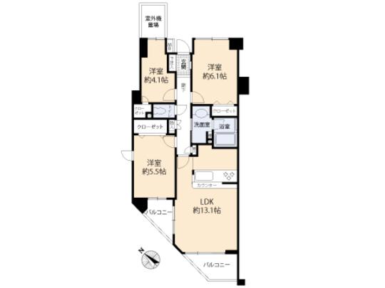 Floor plan. 3LDK, Price 29,900,000 yen, Occupied area 64.08 sq m , Balcony area 7.03 sq m floor plan