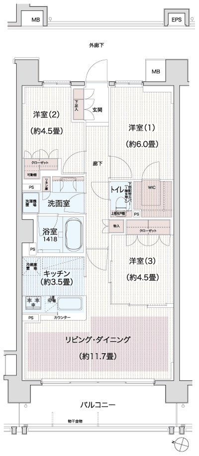 Floor: 3LDK + WIC, the occupied area: 70.45 sq m, Price: 27,800,000 yen, now on sale