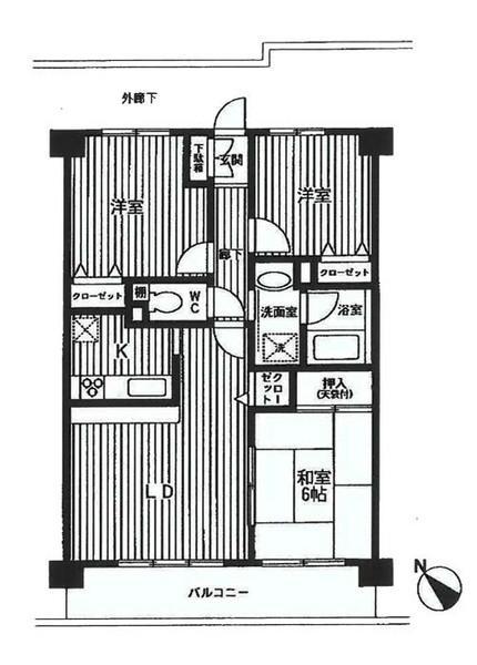 Floor plan. 3LDK, Price 24,800,000 yen, Occupied area 64.26 sq m , Balcony area 8.84 sq m
