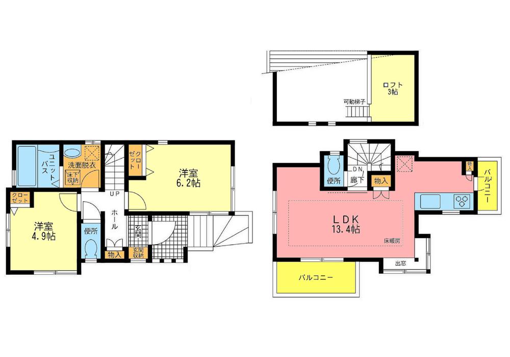 Floor plan. 28,550,000 yen, 2LDK, Land area 75.51 sq m , Building area 60.03 sq m