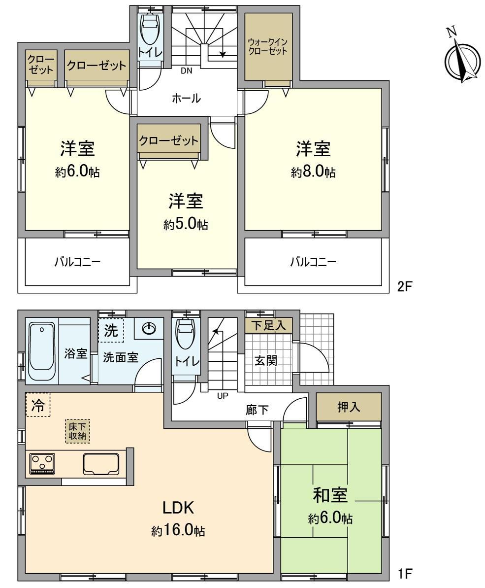 Floor plan. (3 Building), Price 48,800,000 yen, 4LDK, Land area 134.66 sq m , Building area 101.01 sq m