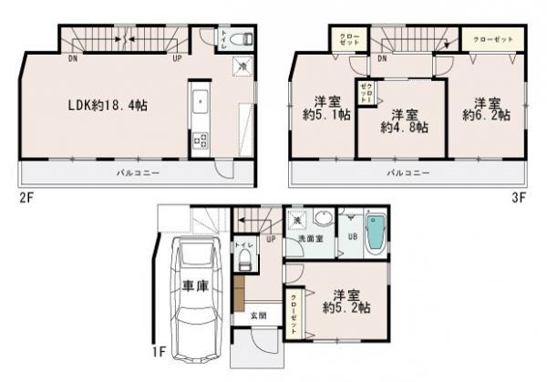 Floor plan. 33,800,000 yen, 4LDK, Land area 60.2 sq m , Building area 109.44 sq m