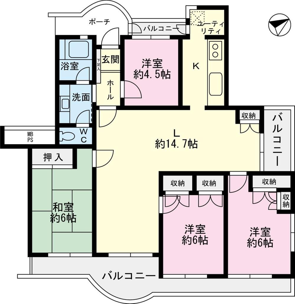 Floor plan. 4LDK, Price 17.8 million yen, Occupied area 88.93 sq m , Balcony area 17.37 sq m