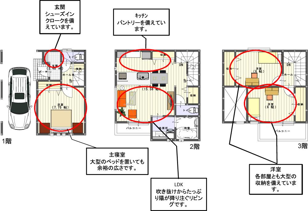 Building plan example (floor plan). Building plan example (D) 3LDK, Land price 23.8 million yen, Land area 64.6 sq m , Building price 17 million yen, Building area 91.08 sq m