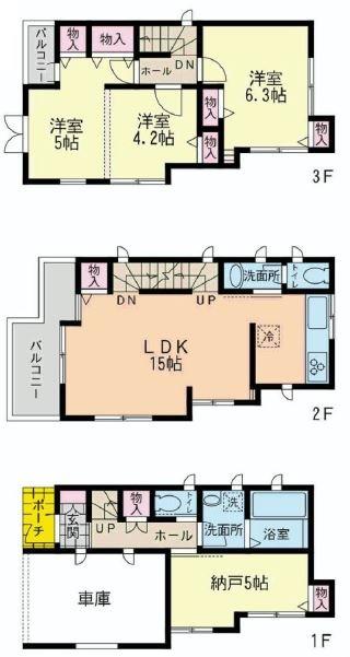 Floor plan. (B Building), Price 31,800,000 yen, 2LDK+S, Land area 55.75 sq m , Building area 99.62 sq m