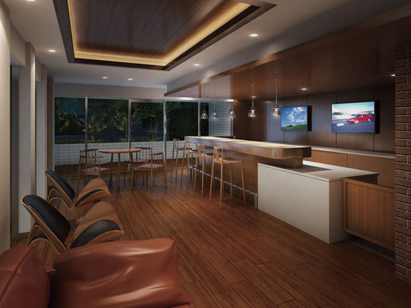 Shared facilities.  [Bar Lounge] Exchanges between residents is enjoyed. (Rendering)