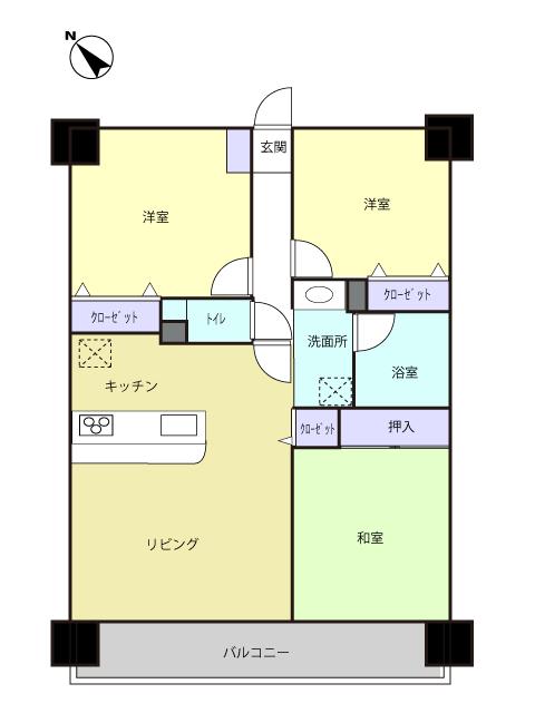 Floor plan. 3LDK, Price 24,800,000 yen, Occupied area 64.26 sq m , Balcony area 8.84 sq m