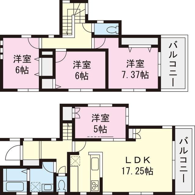 Floor plan. 38,958,000 yen, 2LDK+2S, Land area 125.15 sq m , Building area 99.55 sq m