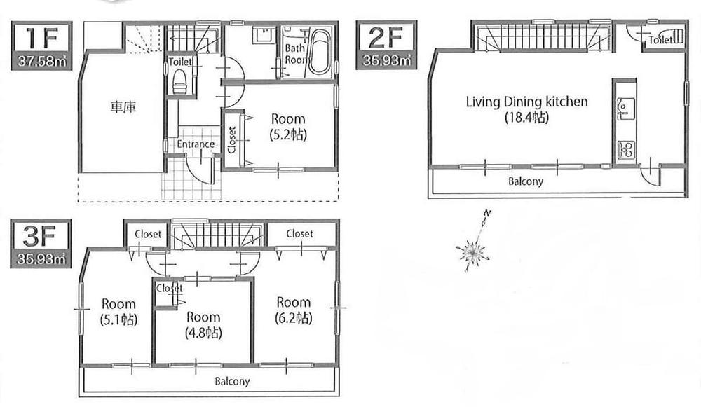 Floor plan. 33,800,000 yen, 4LDK, Land area 60.2 sq m , Building area 109.44 sq m floor plan