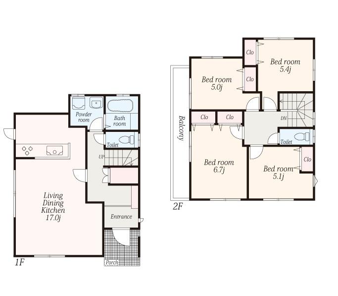 Floor plan. (1 Building), Price TBD , 4LDK, Land area 100.1 sq m , Building area 96.88 sq m