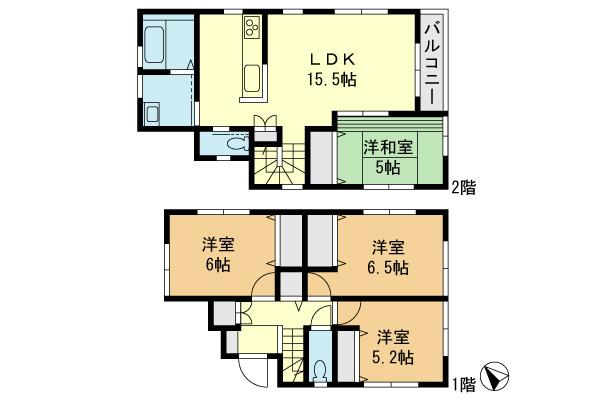 Building plan example (floor plan). Building plan example (C partition) 4LDK, Land price 25,500,000 yen, Land area 131 sq m , Building price 11 million yen, Building area 90 sq m
