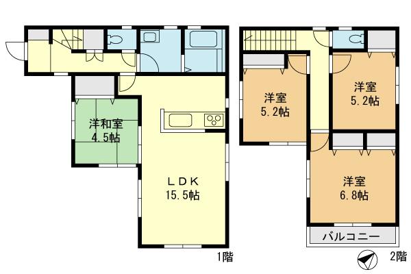 Building plan example (floor plan). Building plan example (D compartment) 4LDK, Land price 23.8 million yen, Land area 132 sq m , Building price 11 million yen, Building area 90 sq m