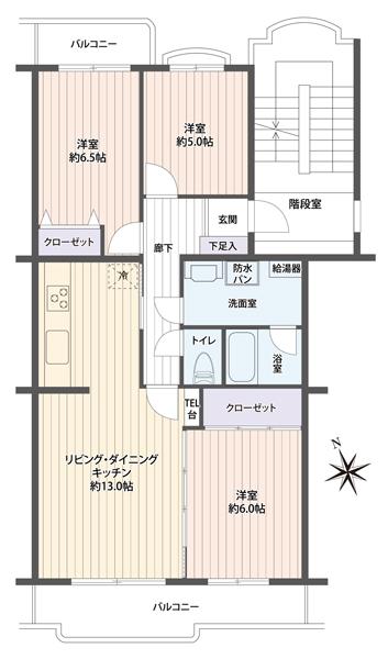 Floor plan. 3LDK, Price 17,900,000 yen, Occupied area 70.98 sq m , Balcony area 10.57 sq m