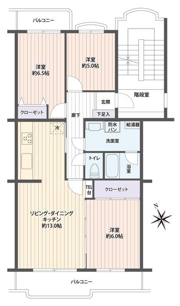 Floor plan. 3LDK, Price 17,900,000 yen, Occupied area 70.98 sq m , Balcony area 10.57 sq m