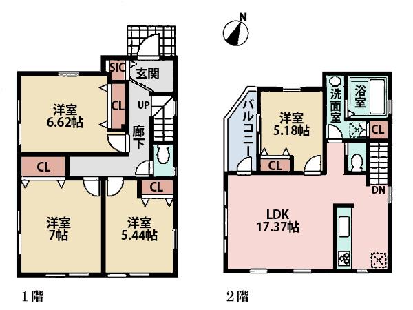 Floor plan. (B Building), Price 38,800,000 yen, 4LDK, Land area 81.43 sq m , Building area 95.16 sq m