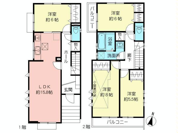 Floor plan. 42,800,000 yen, 4LDK, Land area 115.83 sq m , Building area 99.42 sq m 1 Building