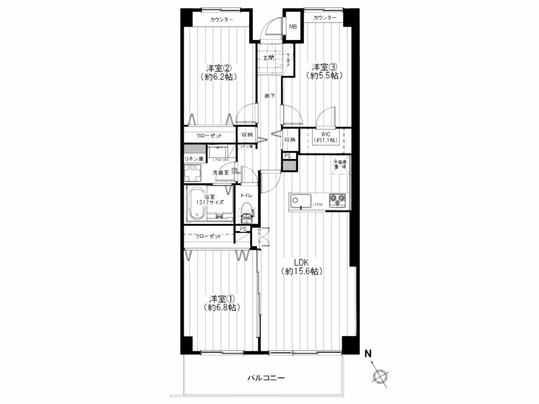 Floor plan. 3LDK, Price 24,990,000 yen, Occupied area 78.85 sq m , Balcony area 8.77 sq m floor plan
