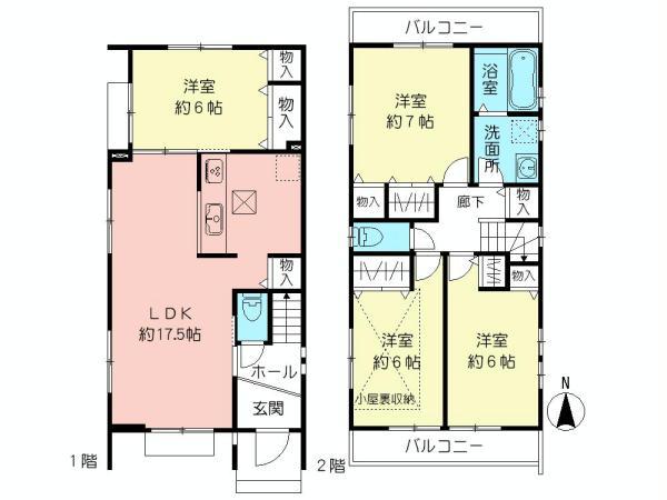 Floor plan. 42,800,000 yen, 4LDK, Land area 107.02 sq m , Building area 96.79 sq m 2 Building 