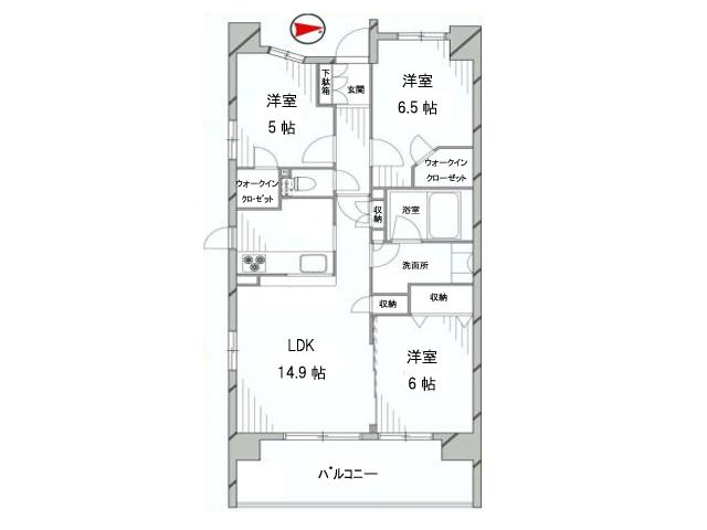 Floor plan. 3LDK, Price 31,800,000 yen, Occupied area 72.11 sq m , Balcony area 12.5 sq m