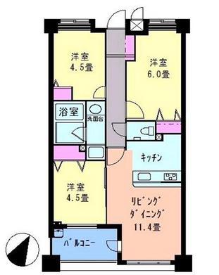 Floor plan. 2LDK, Price 20,990,000 yen, Footprint 57.9 sq m , 2SLDK of balcony area 5.11 sq m southeast