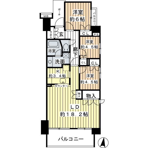 Floor plan. 3LDK, Price 27,800,000 yen, Footprint 81.6 sq m , 3LDK of balcony area 11.2 sq m LD is over 80 sq m of 18 quires