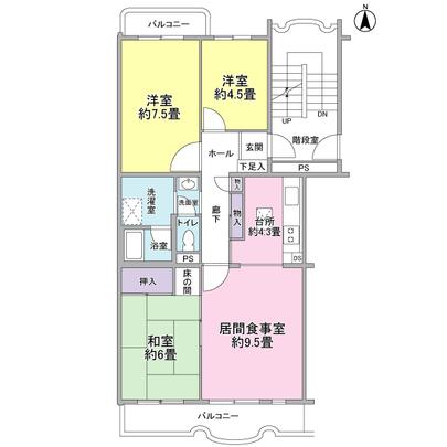 Floor plan. It is a floor plan. 3LD ・ North-west of Western-style 7.5-mat is characteristic in the k!