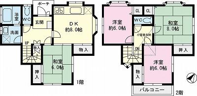 Floor plan. 25,800,000 yen, 4DK, Land area 109.23 sq m , Building area 91.08 sq m