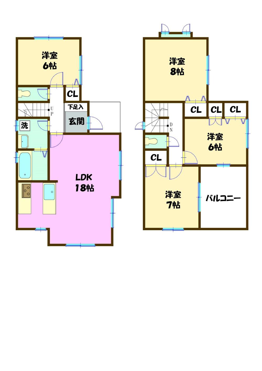 Floor plan. 39,800,000 yen, 4LDK, Land area 105.16 sq m , Building area 101.85 sq m