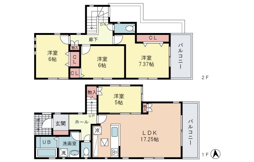 Floor plan. 38,800,000 yen, 4LDK, Land area 125.15 sq m , Building area 99.55 sq m
