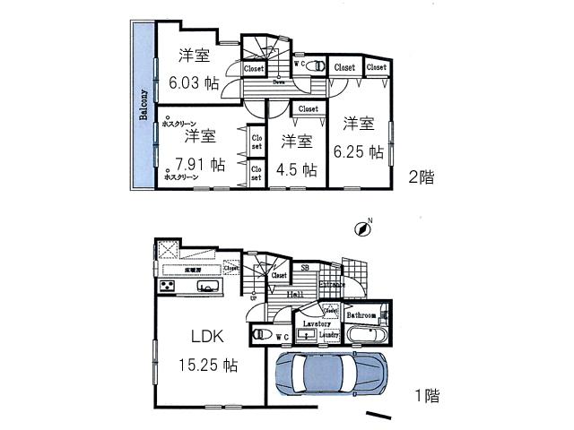Floor plan. (B type), Price 33,950,000 yen, 4LDK, Land area 180.94 sq m , Building area 103.46 sq m