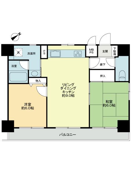 Floor plan. 2LDK, Price 17.8 million yen, Occupied area 51.24 sq m , Balcony area 7.98 sq m floor plan