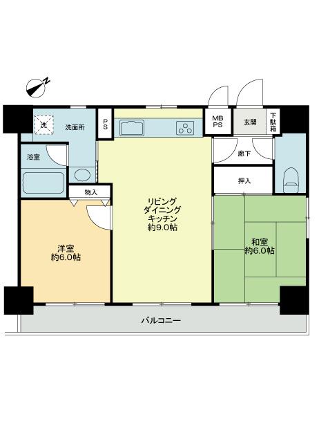 Floor plan. 2LDK, Price 17.8 million yen, Occupied area 51.24 sq m , Balcony area 7.98 sq m floor plan