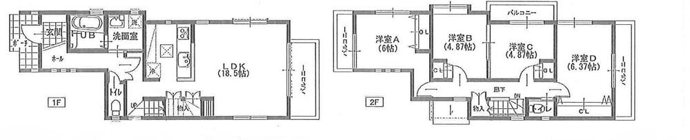 Floor plan. (A Building), Price 39,500,000 yen, 4LDK, Land area 125.13 sq m , Building area 98.73 sq m