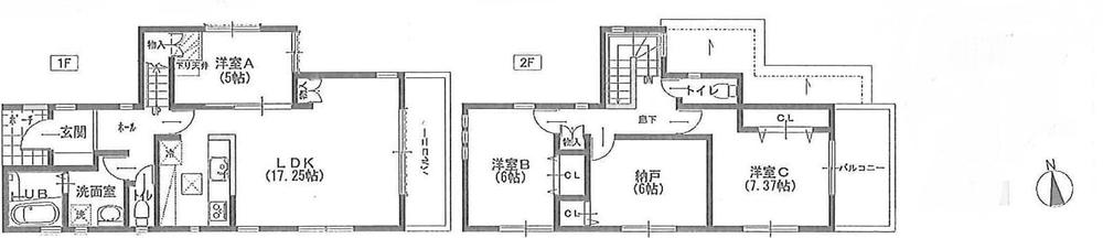 Floor plan. (B Building), Price 38,800,000 yen, 4LDK, Land area 125.15 sq m , Building area 99.55 sq m