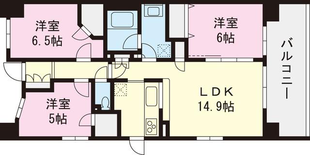 Floor plan. 3LDK, Price 31,800,000 yen, Occupied area 72.11 sq m , Balcony area 12.5 sq m